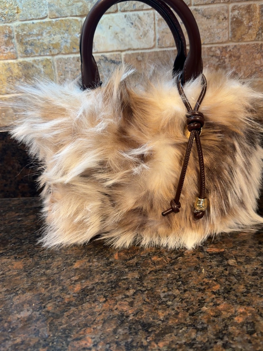 BCBG Generation Shaggy Faux Fur Mini Satchel Bag